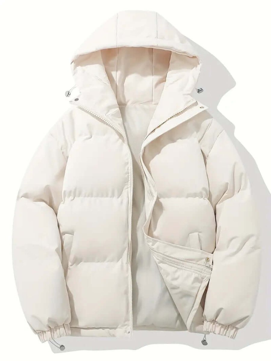 Ladies Puffer Jacket Hooded Quilted Zip-Up Winter Coat