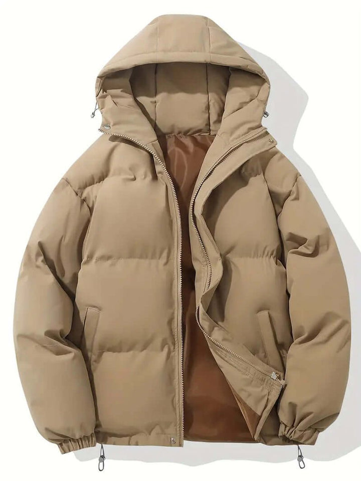 Ladies Puffer Jacket Hooded Quilted Zip-Up Winter Coat