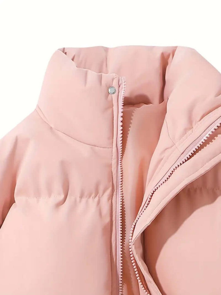 Ladies Puffer Jacket Hooded Quilted Zip-Up Winter Coat