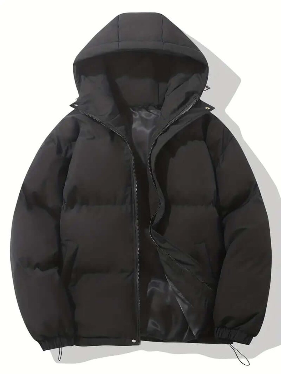 Ladies Puffer Jacket Hooded Quilted Zip-Up Winter Coat