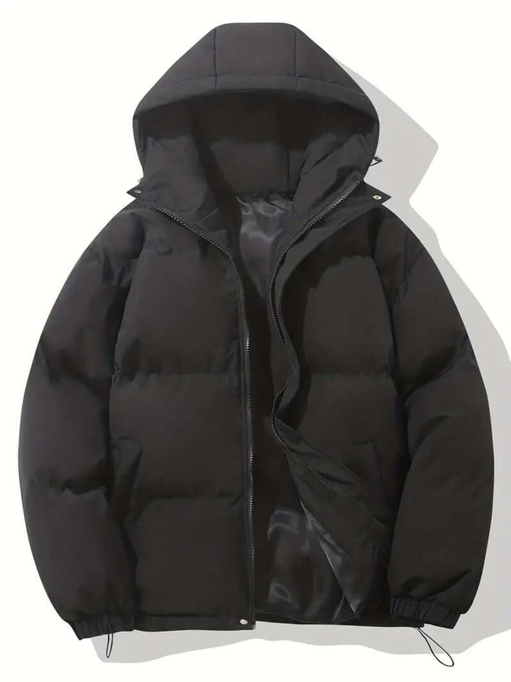 Ladies Puffer Jacket Hooded Quilted Zip-Up Winter Coat