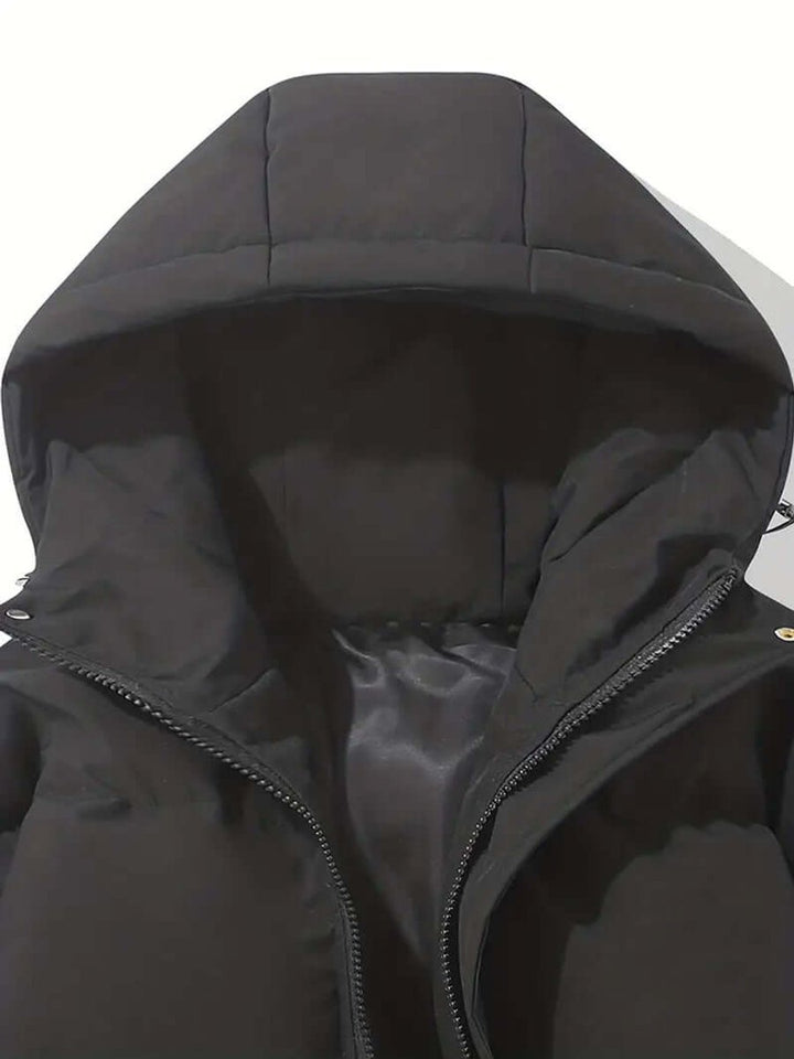 Ladies Puffer Jacket Hooded Quilted Zip-Up Winter Coat