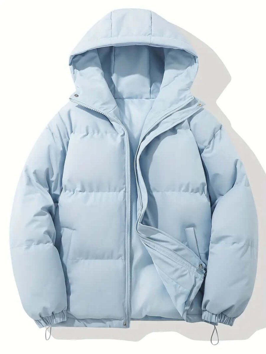 Ladies Puffer Jacket Hooded Quilted Zip-Up Winter Coat