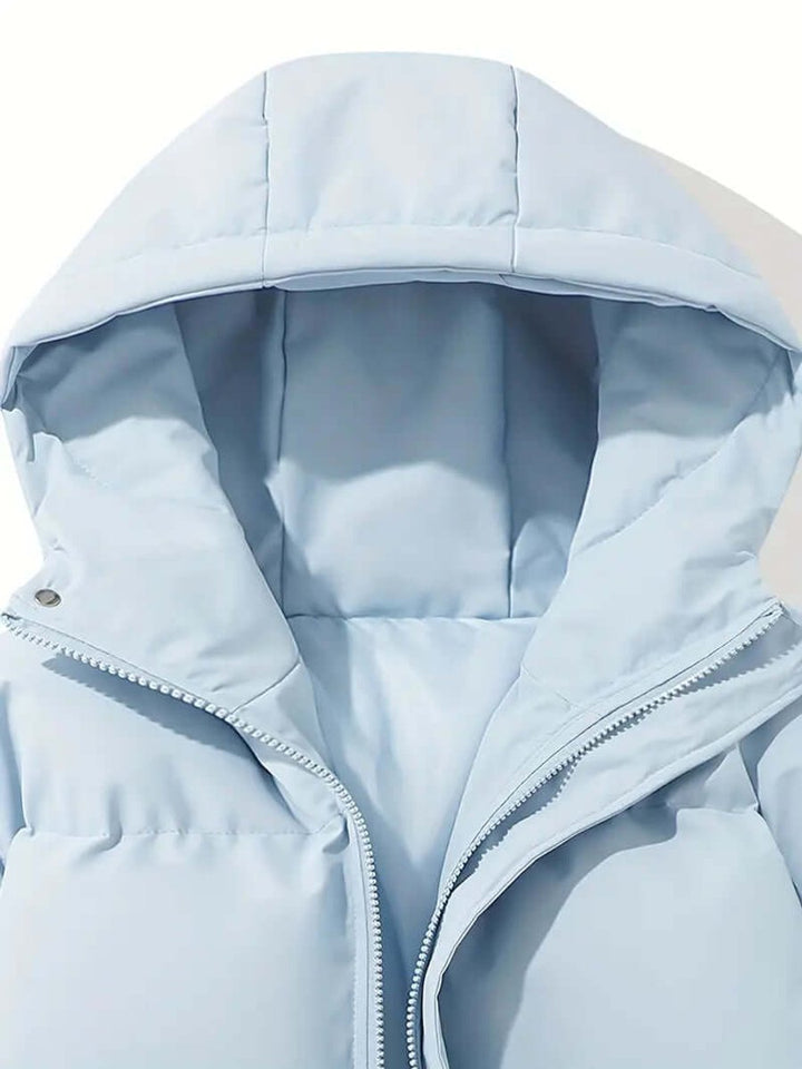 Ladies Puffer Jacket Hooded Quilted Zip-Up Winter Coat