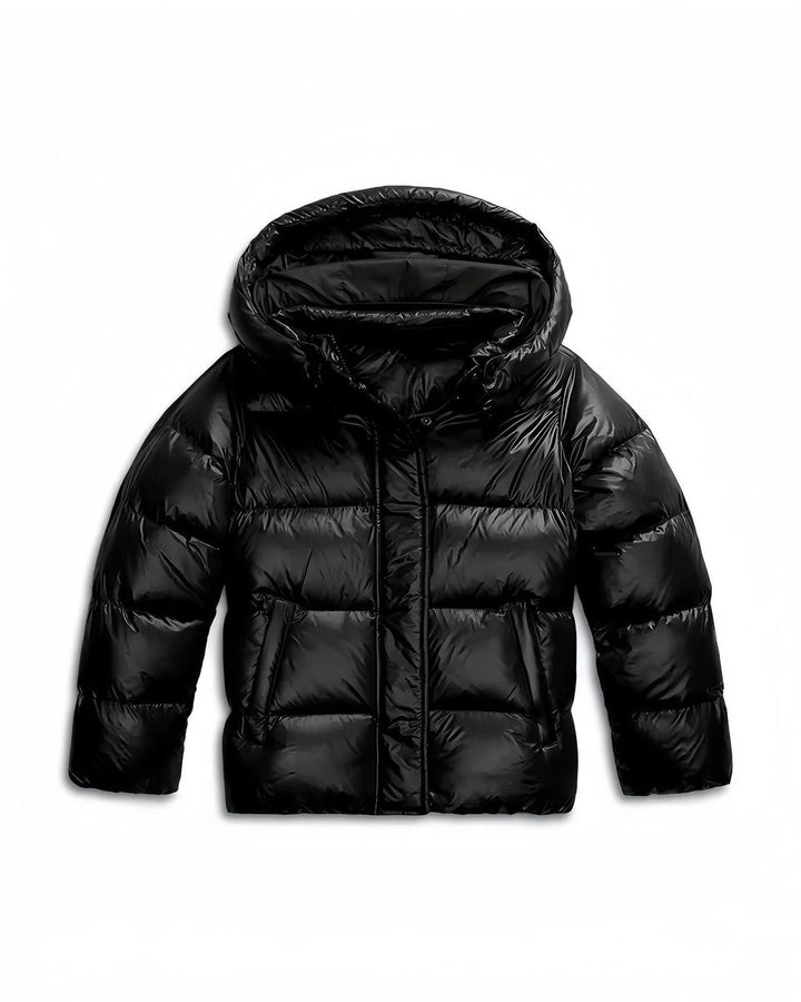 Ladies Puffer Jacket Hooded Windproof Cropped Coat