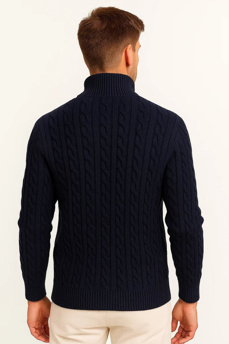 Men's Cable-Knit Quarter-Zip Jumper Knitted Pullover