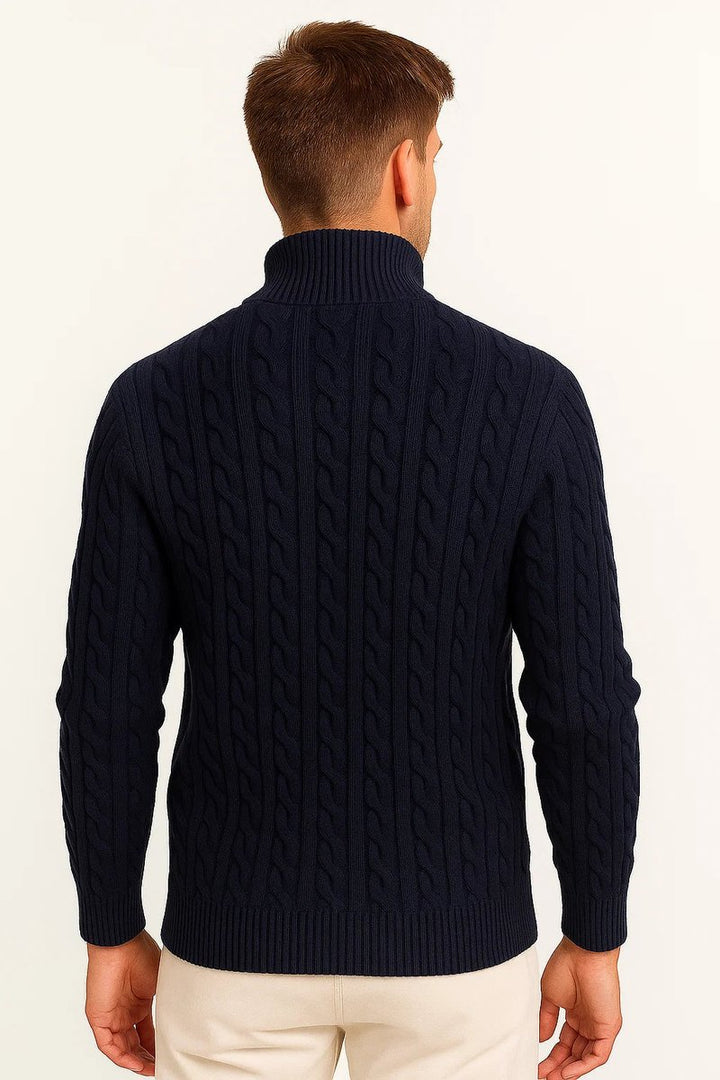 Men's Cable-Knit Quarter-Zip Jumper Knitted Pullover