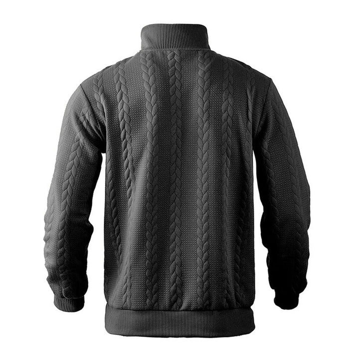 Men's Cable-Knit Quarter-Zip Jumper Ribbed Hem Pullover