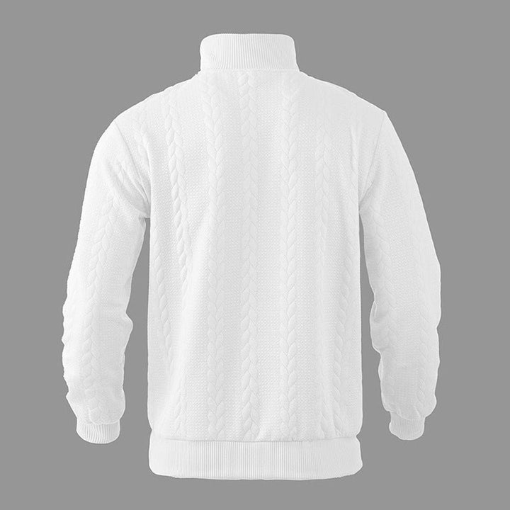 Men's Cable-Knit Quarter-Zip Jumper Ribbed Hem Pullover