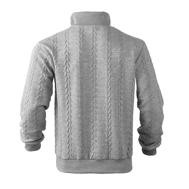 Men's Cable-Knit Quarter-Zip Jumper Ribbed Hem Pullover