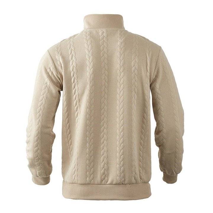 Men's Cable-Knit Quarter-Zip Jumper Ribbed Hem Pullover