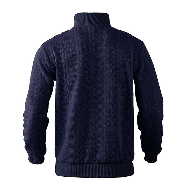 Men's Cable-Knit Quarter-Zip Jumper Ribbed Hem Pullover