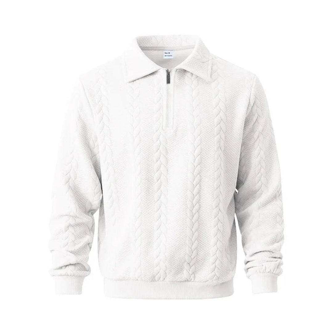 Men's Cable-Knit Quarter-Zip Polo Jumper