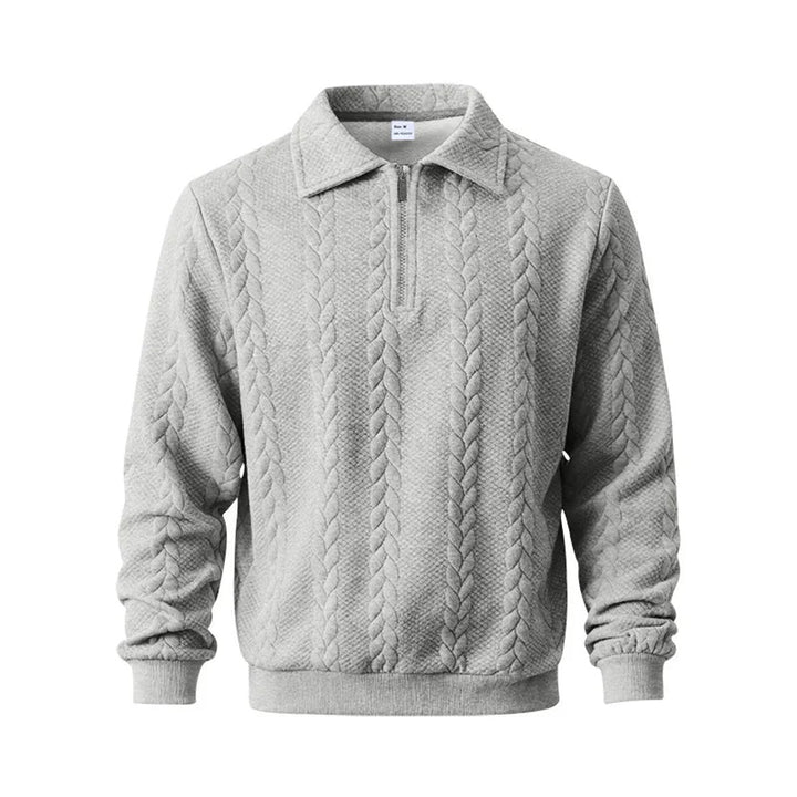 Men's Cable-Knit Quarter-Zip Polo Jumper