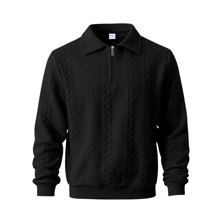 Men's Cable-Knit Quarter-Zip Polo Jumper
