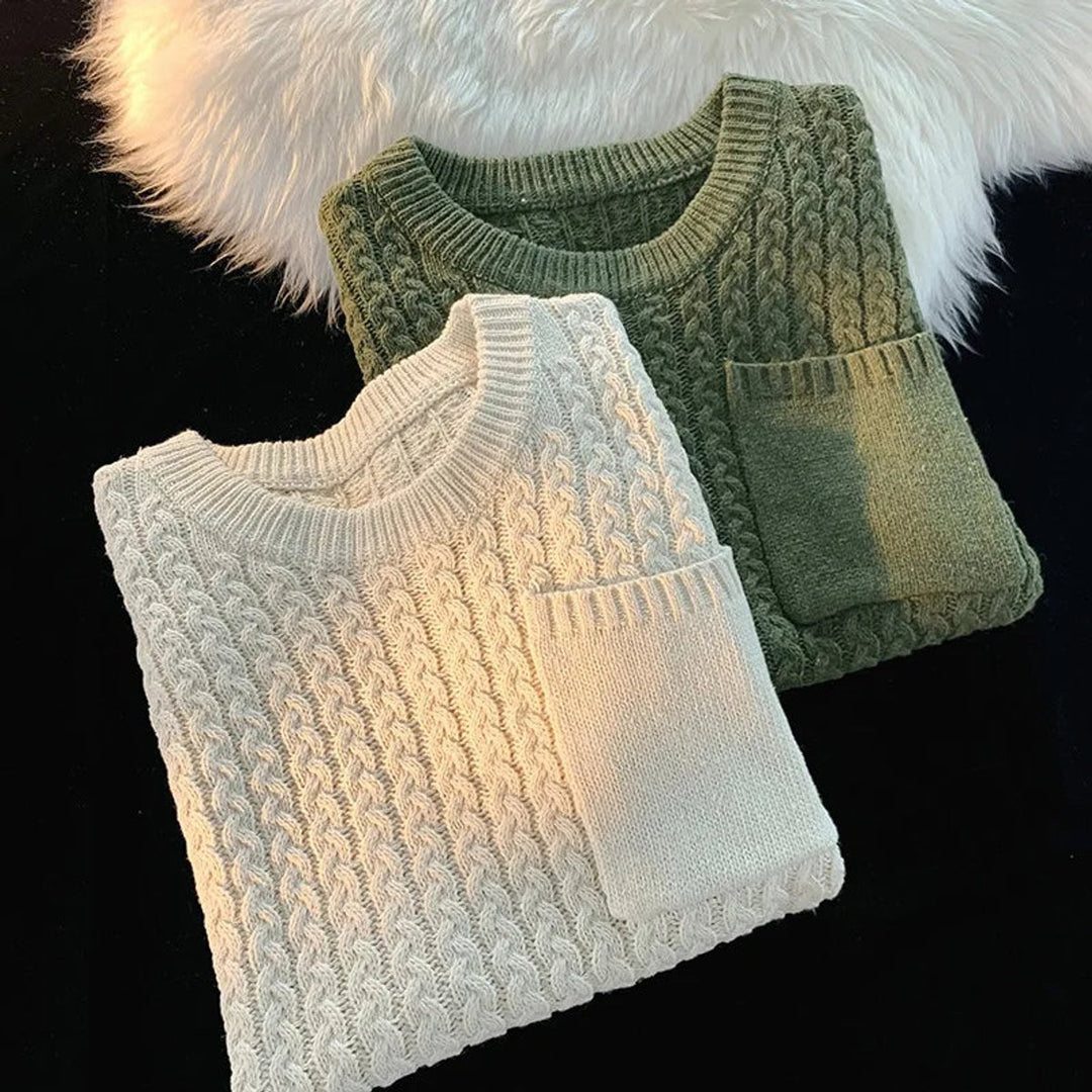 Men's Cable-Knit Relaxed Chest-Pocket Knitwear Vest Jumper