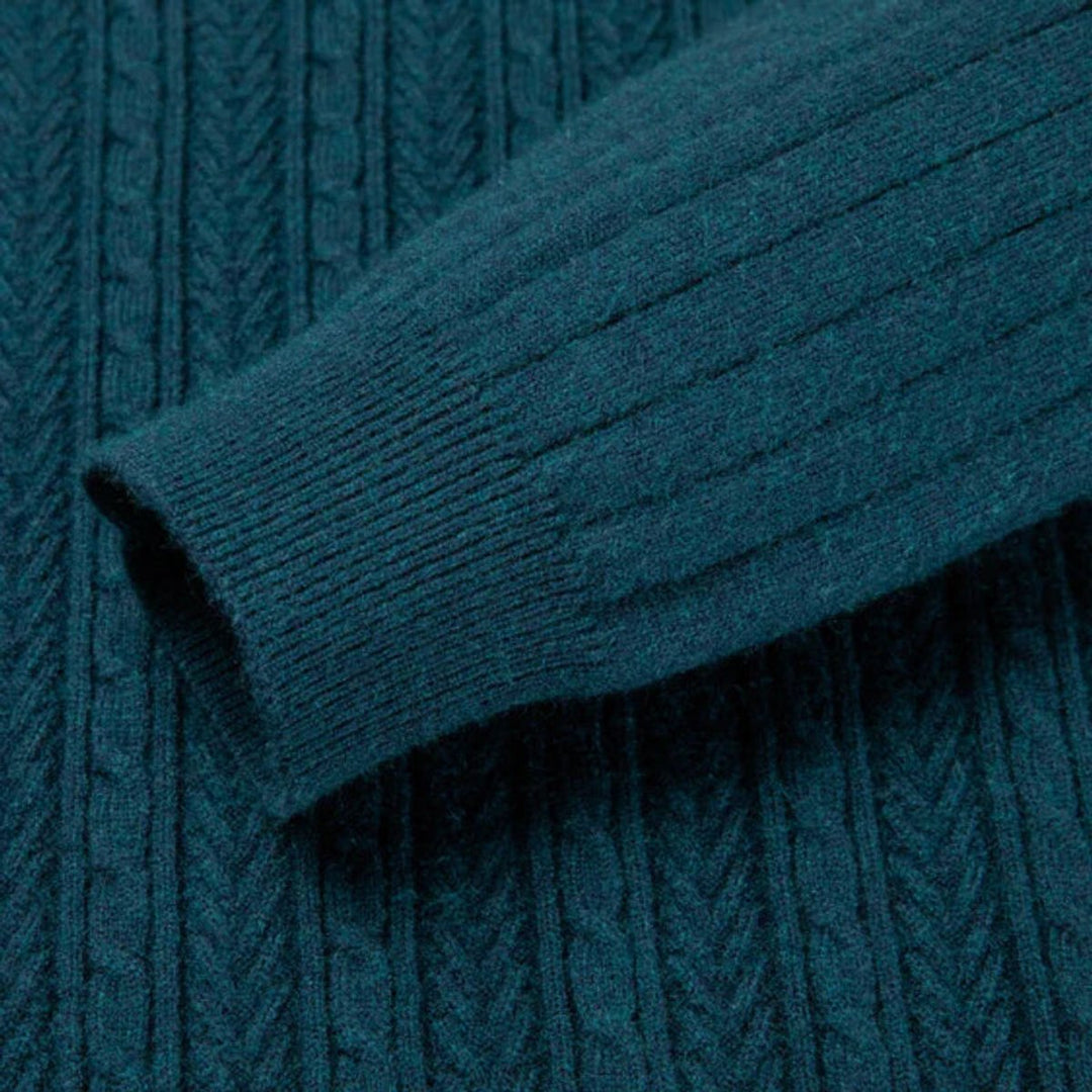 Mens Cable-Knit Wool Crew-Neck Jumper Slim Fit