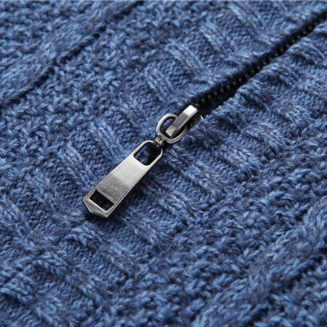 Mens Cable-Knit Wool Full-Zip Cardigan Jacket