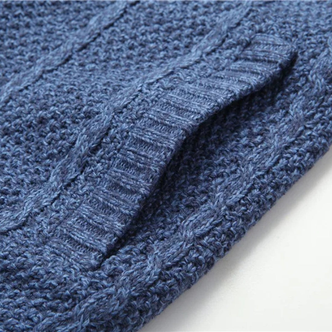 Mens Cable-Knit Wool Full-Zip Cardigan Jacket