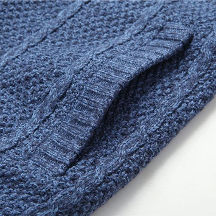 Mens Cable-Knit Wool Full-Zip Cardigan Jacket