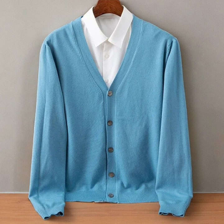 Mens Cardigans Cashmere Blend V-Neck Button-Up Knitted Jumper