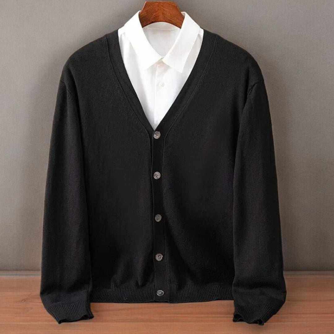 Mens Cardigans Cashmere Blend V-Neck Button-Up Knitted Jumper