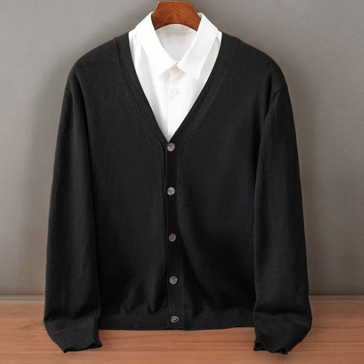 Mens Cardigans Cashmere Blend V-Neck Button-Up Knitted Jumper