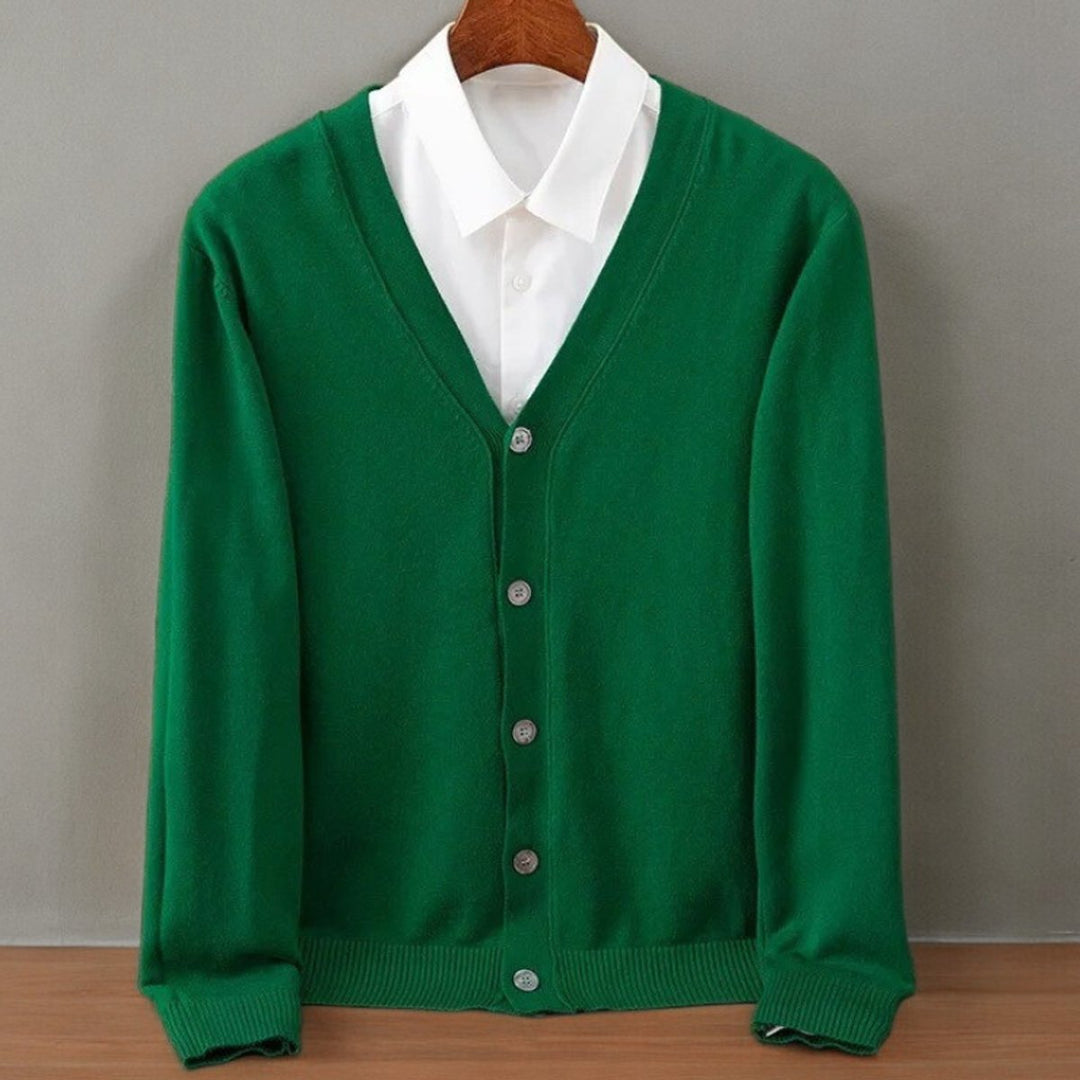 Mens Cardigans Cashmere Blend V-Neck Button-Up Knitted Jumper