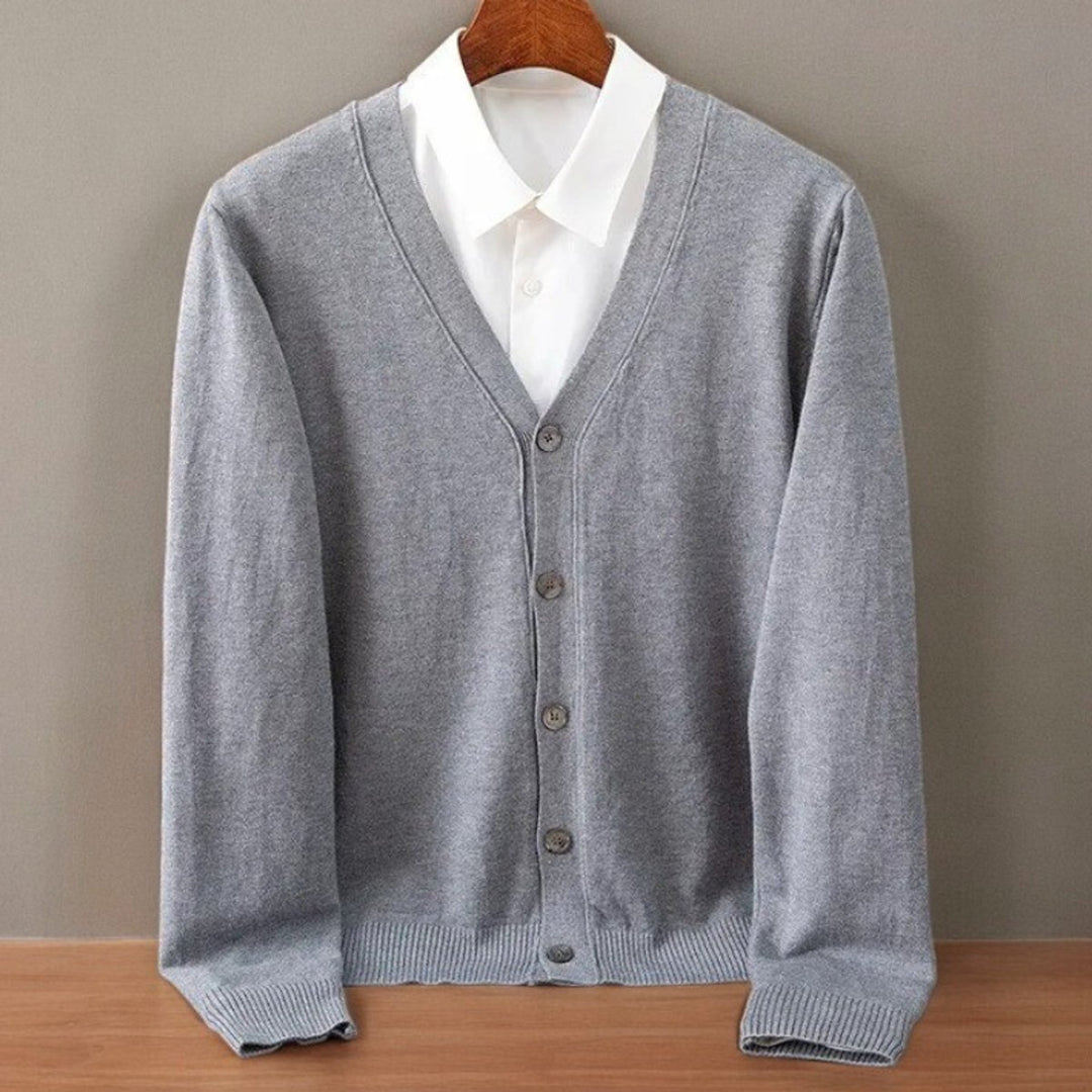 Mens Cardigans Cashmere Blend V-Neck Button-Up Knitted Jumper