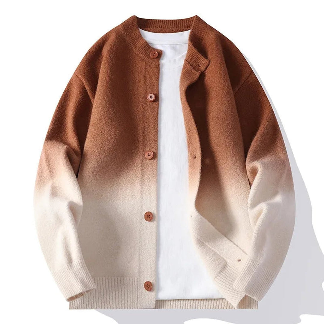 Mens Cardigans Ombre Fade Relaxed Knit Button-Up Jumper