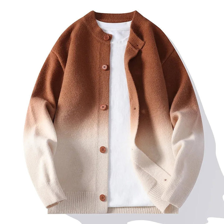 Mens Cardigans Ombre Fade Relaxed Knit Button-Up Jumper