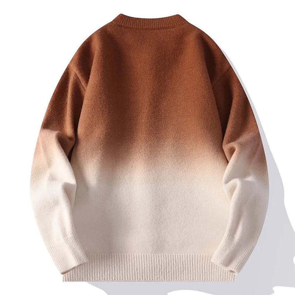 Mens Cardigans Ombre Fade Relaxed Knit Button-Up Jumper