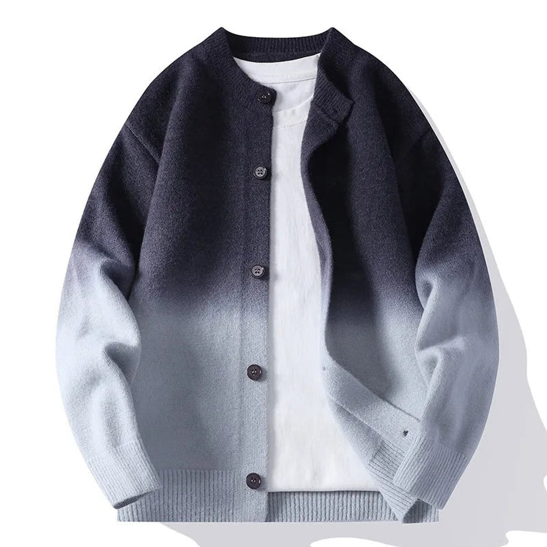 Mens Cardigans Ombre Fade Relaxed Knit Button-Up Jumper