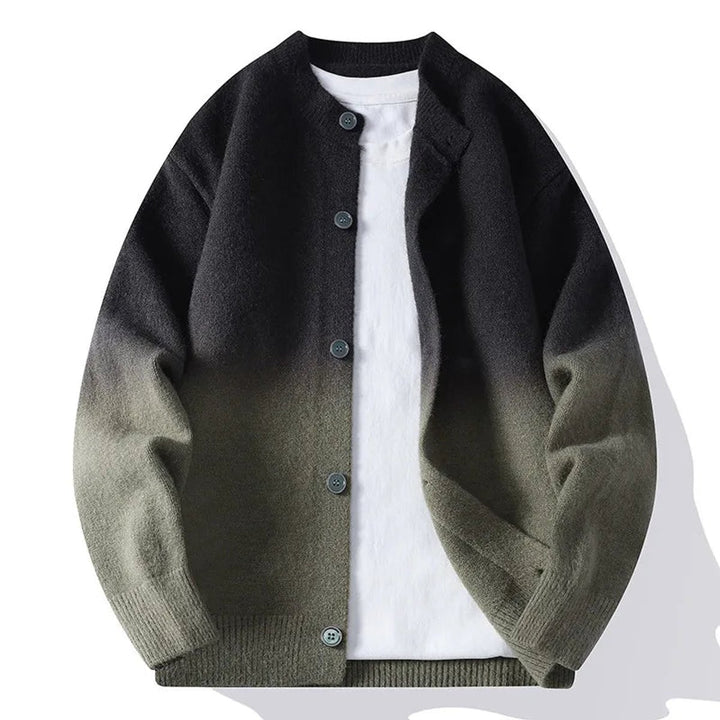 Mens Cardigans Ombre Fade Relaxed Knit Button-Up Jumper