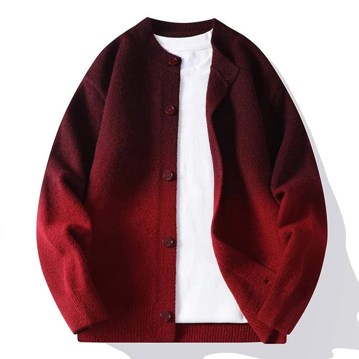Mens Cardigans Ombre Fade Relaxed Knit Button-Up Jumper