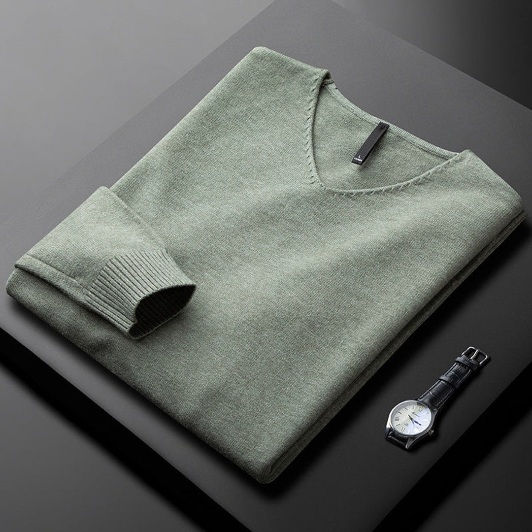Men's Cashmere Blend V-Neck Knitted Jumper