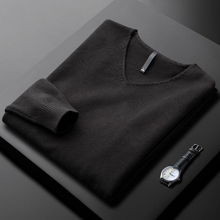 Men's Cashmere Blend V-Neck Knitted Jumper