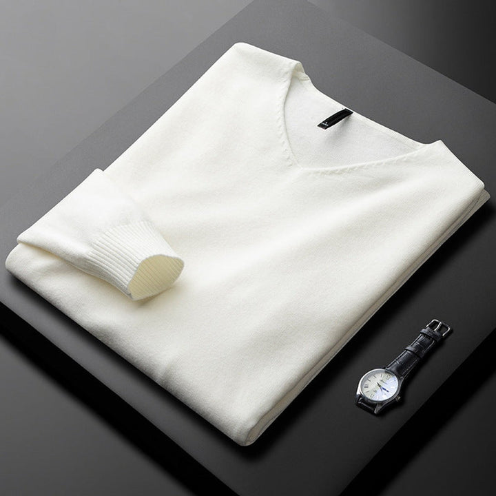 Men's Cashmere Blend V-Neck Knitted Jumper