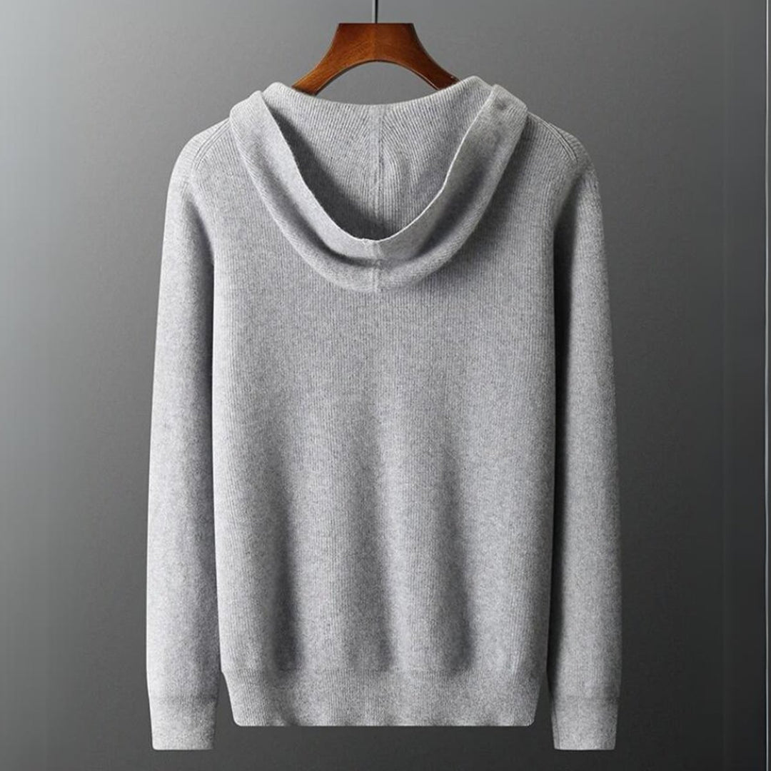 Men's Cashmere Blend Zip Hoodie Knitted Cardigan Jumper