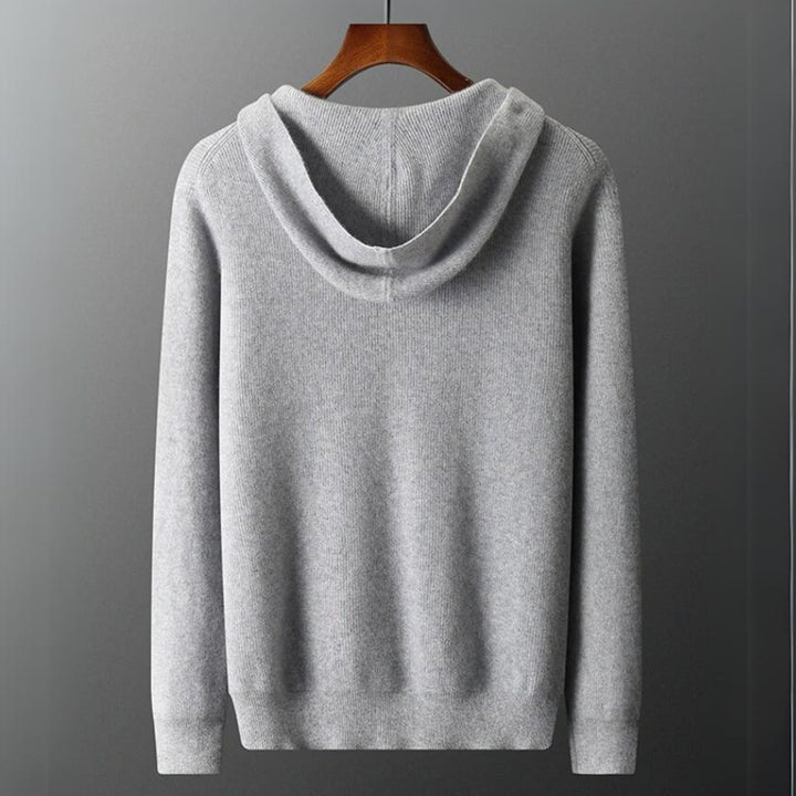 Men's Cashmere Blend Zip Hoodie Knitted Cardigan Jumper