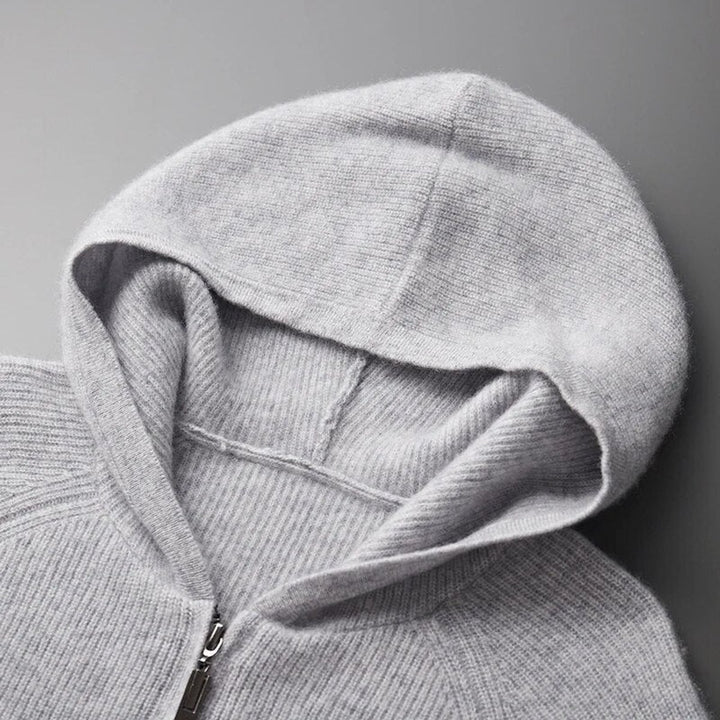 Men's Cashmere Blend Zip Hoodie Knitted Cardigan Jumper