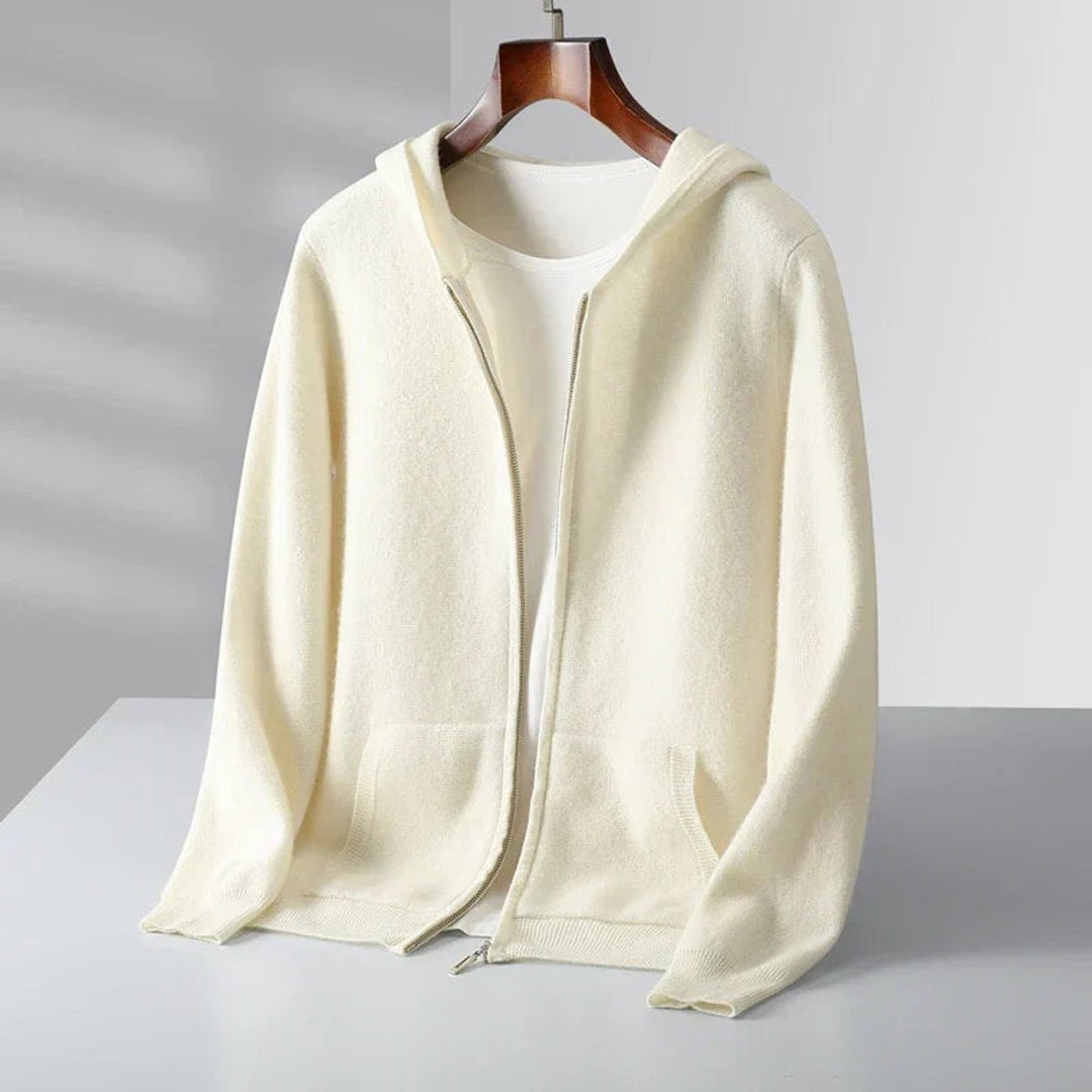 Men's Cashmere Full-Zip Hoodie Knitted Cardigan Jumper