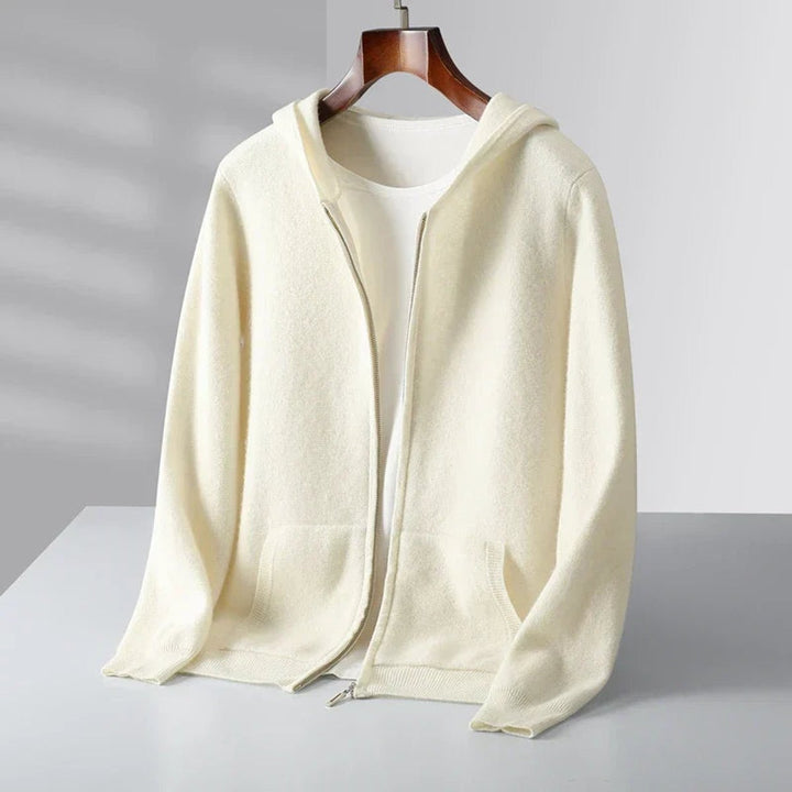 Men's Cashmere Full-Zip Hoodie Knitted Cardigan Jumper
