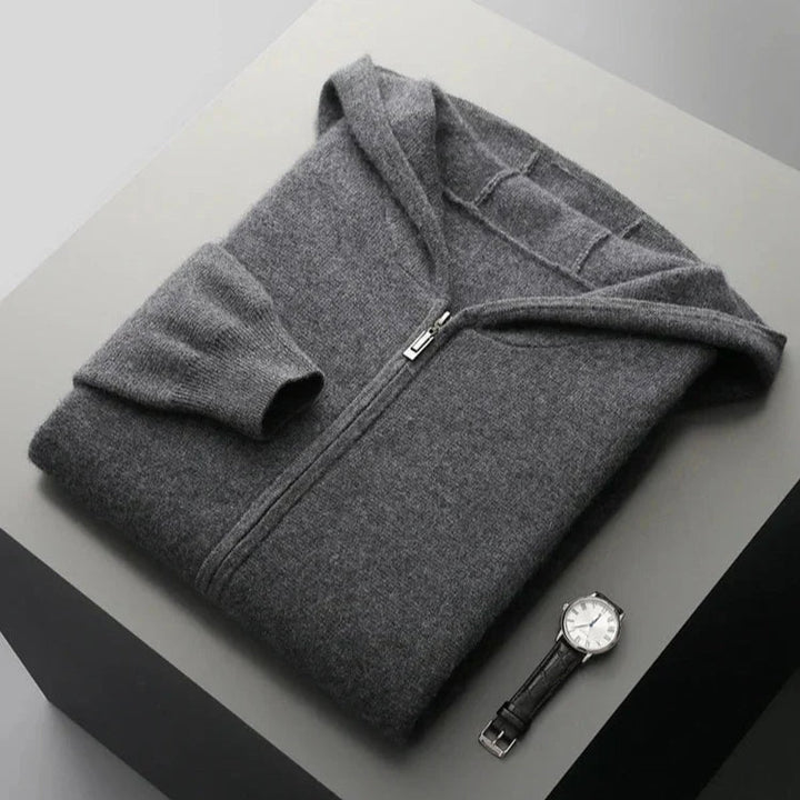 Men's Cashmere Full-Zip Hoodie Knitted Cardigan Jumper