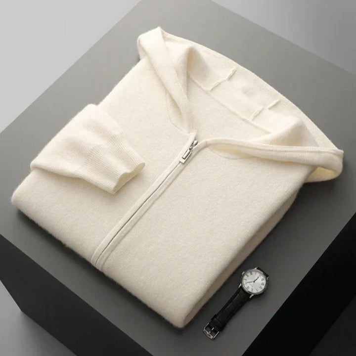 Men's Cashmere Full-Zip Hoodie Knitted Cardigan Jumper