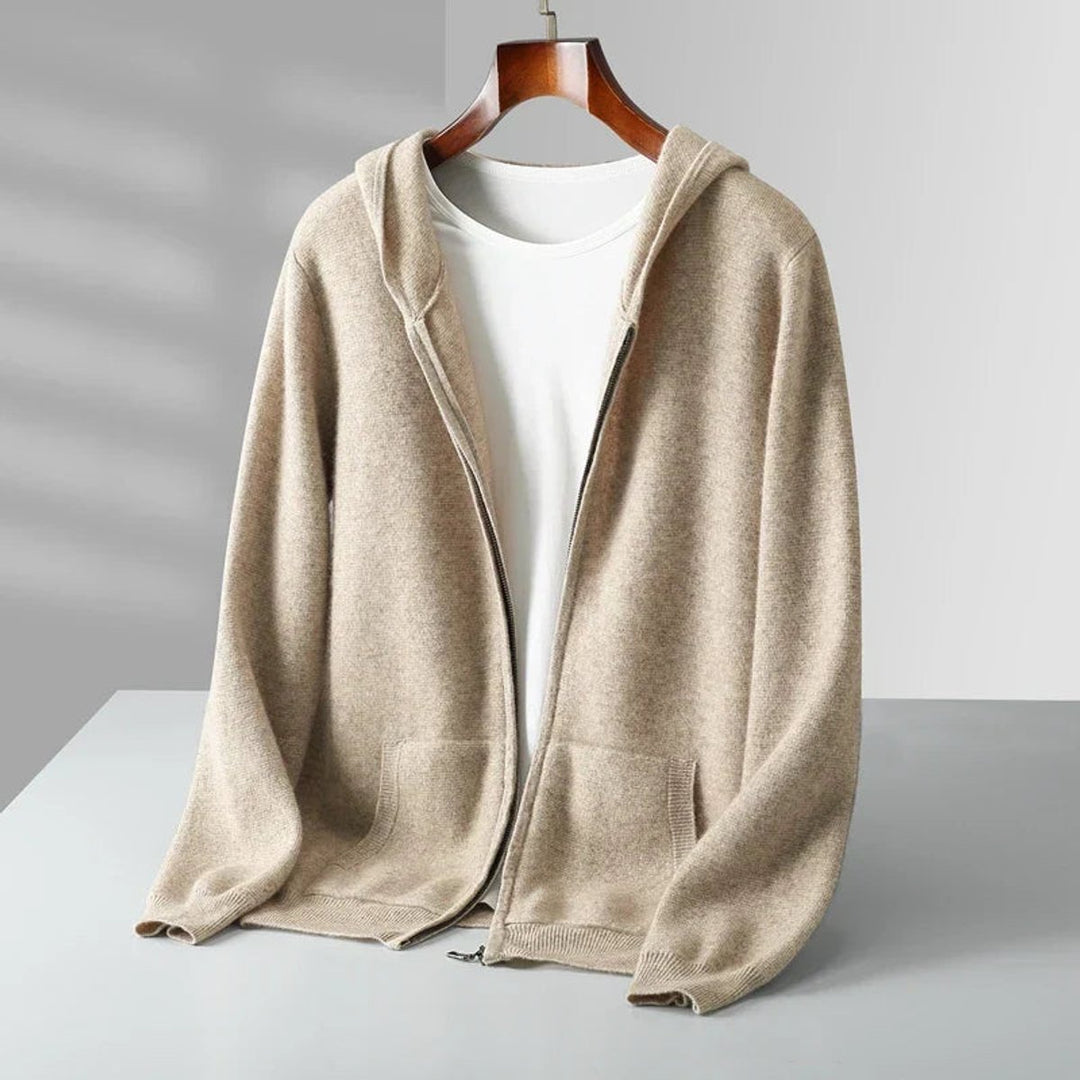 Men's Cashmere Full-Zip Hoodie Knitted Cardigan Jumper