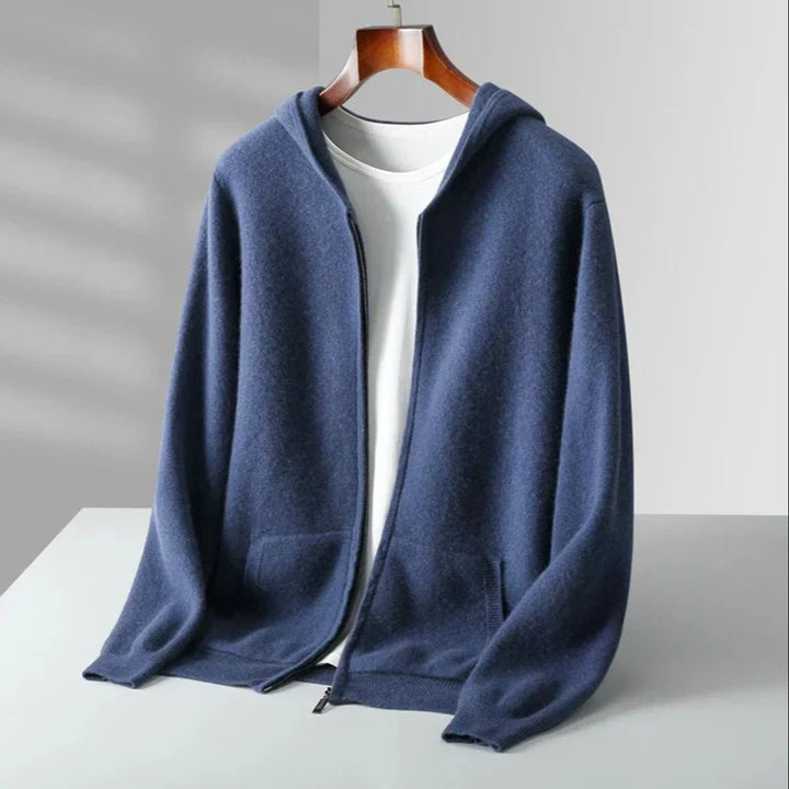 Men's Cashmere Full-Zip Hoodie Knitted Cardigan Jumper
