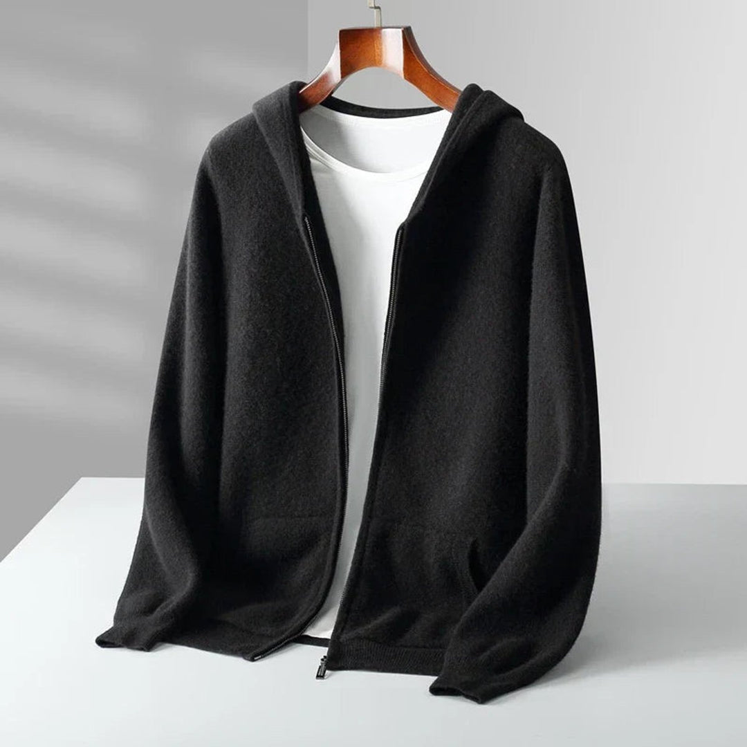 Men's Cashmere Full-Zip Hoodie Knitted Cardigan Jumper