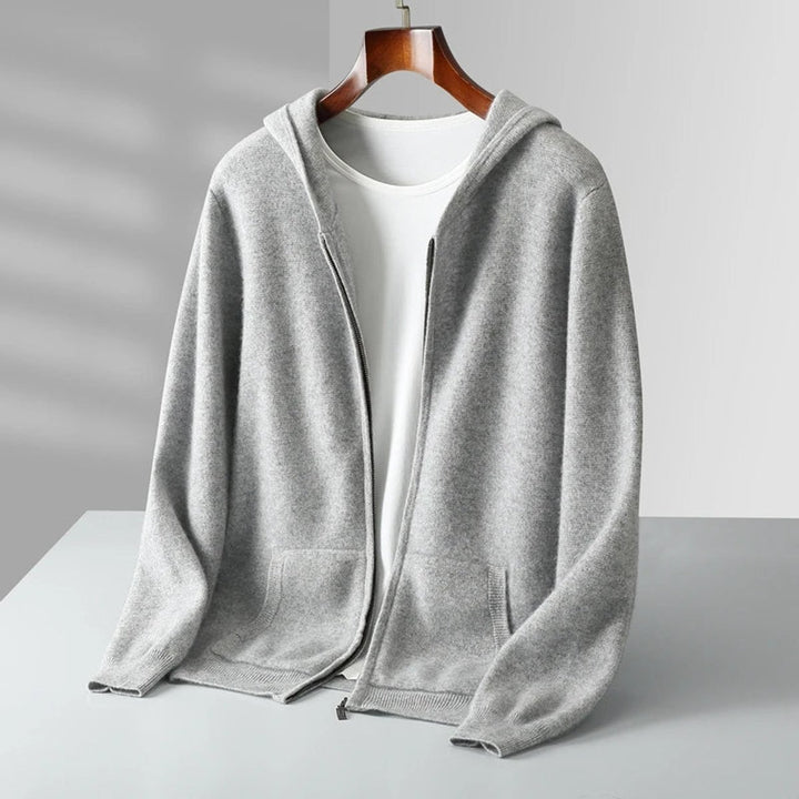 Men's Cashmere Full-Zip Hoodie Knitted Cardigan Jumper