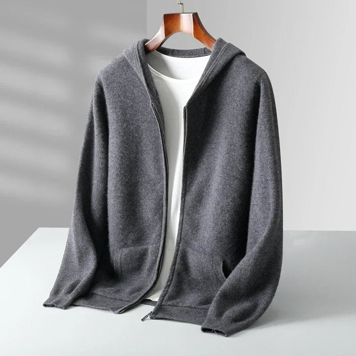 Men's Cashmere Full-Zip Hoodie Knitted Cardigan Jumper